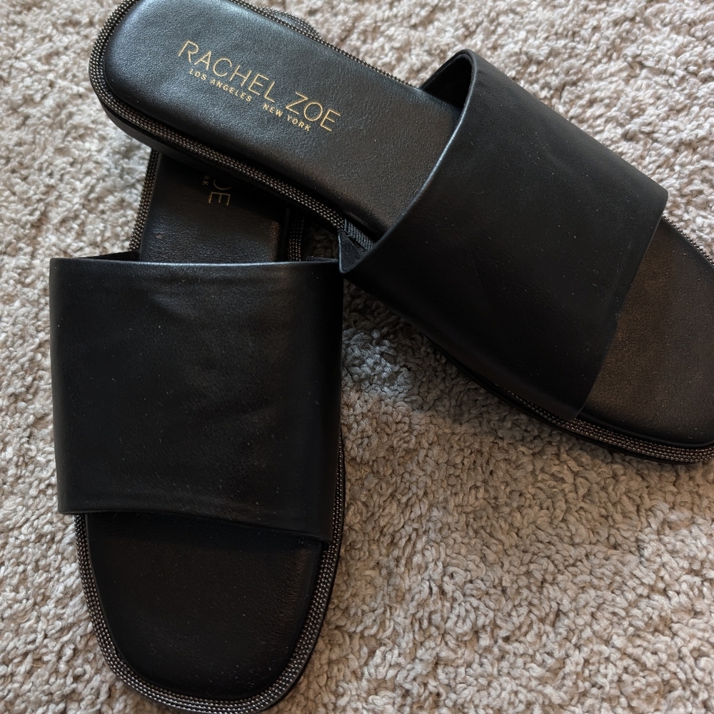 Rachel Zoe Black Slides With Silver Detail Size 8M